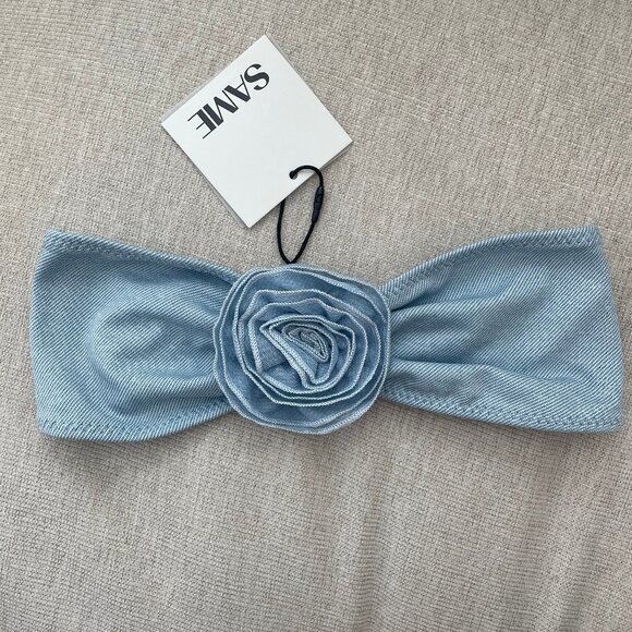 SAME Rose Bandeau Top - Denim Size Small - Picture 4 of 6
